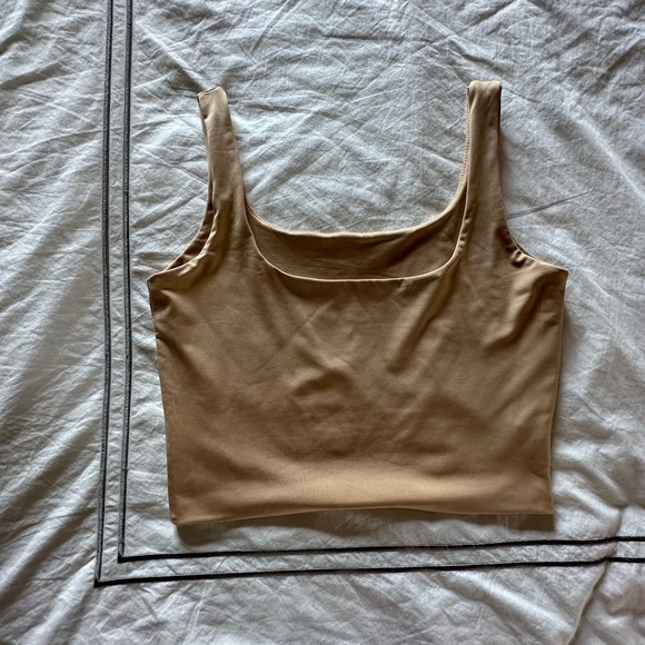 Women's Sleeveless Strappy Tank Square Neck Double Layer Crop Top - Picture 4 of 5